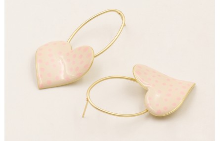 Pendientes herradura grande con corazones esmaltad