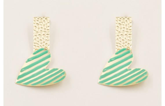 Pendientes perno rectangular relieve reptil y colg