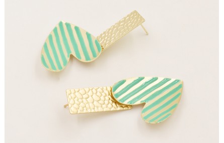 Pendientes perno rectangular relieve reptil y colg