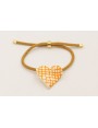 Pulsera cordón preparado color mostaza con corazón