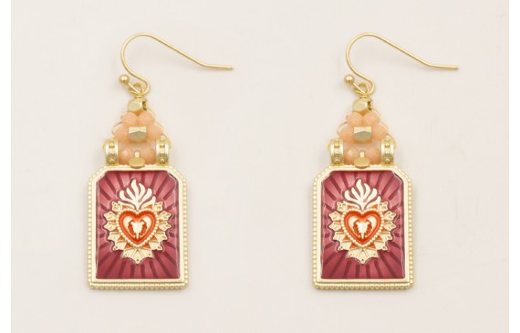 Pendientes colgante sagrado corazón esmaltado gran