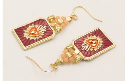 Pendientes colgante sagrado corazón esmaltado gran