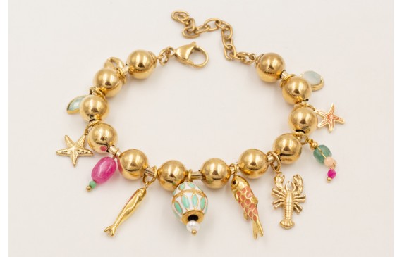 Pulsera completa ACERO INOXIDABLE bolas grandes co