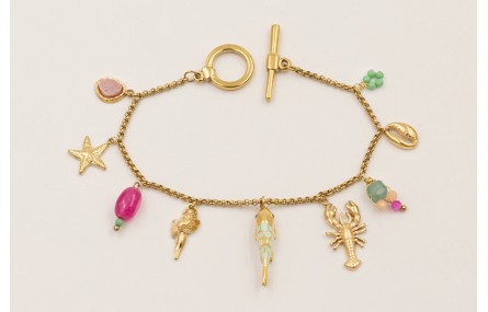 Pulsera  ACERO INOXIDABLE cadena aritos con colgan