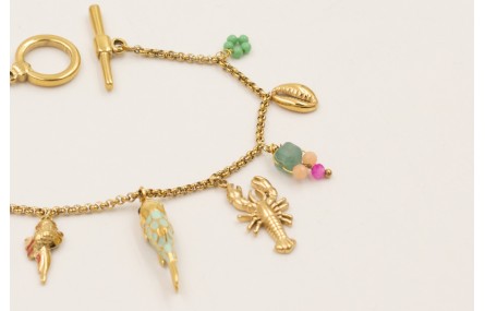 Pulsera  ACERO INOXIDABLE cadena aritos con colgan