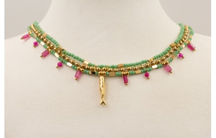 Collar 3 vueltas ACERO INOXIDABLE de cadena caompl