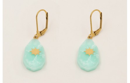 Pendientes colgante piedra turquesa con sol y pern