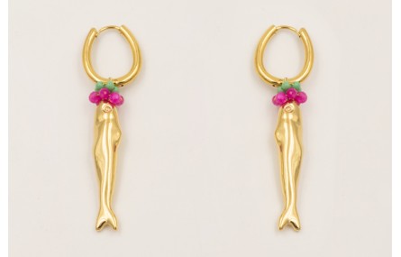 Pendientes aro cerrado ACERO INOXIDABLE con colgan