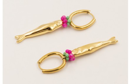 Pendientes aro cerrado ACERO INOXIDABLE con colgan