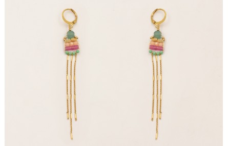 Pendientes cierre redondo ACERO INOXIDABLE flecos 