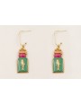 Pendientes colgante chapa pez esmalte verde, pepit