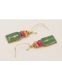 Pendientes colgante chapa pez esmalte verde, pepit