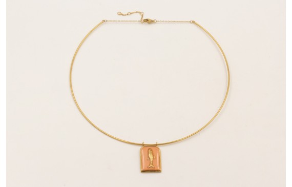 Collar rigido ACERO INOXIDABLE con colgante chapa 