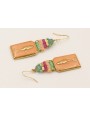 Pendientes colgante chapa pez esmalte rosa palo, c