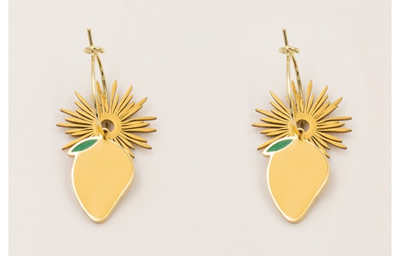 Pendientes aro pequeño ACERO INOXIDABLE con colgan