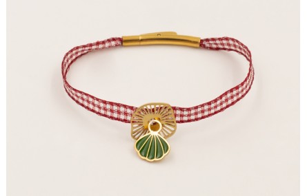 Pulsera lazo vichy burdeos con cierre tubo, centro