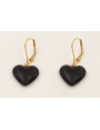 Pendientes corazones negros y cierre ACERO INOXIDA