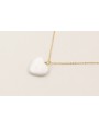 Solitario corazón blanco con cadena eslabón pequeñ