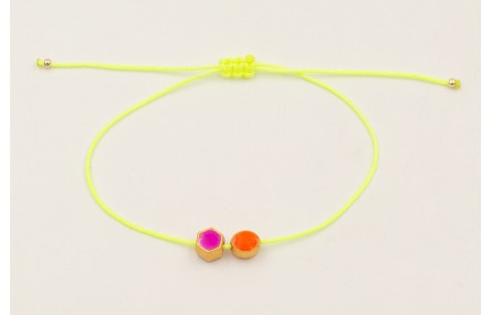 Pulsera hilo amarillo fluor con entrepieza hexagon