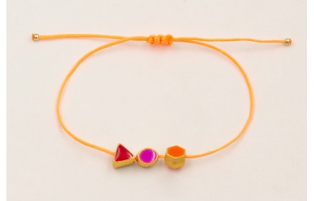 Pulsera hilo naranja fluor con entrepieza hexagona