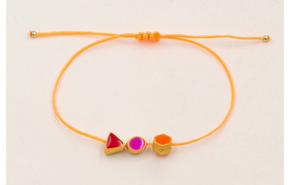 Pulsera hilo naranja fluor con entrepieza hexagona