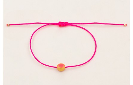 Pulsera hilo rosa fluor con entrepieza ovalada esm