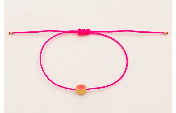 Pulsera hilo rosa fluor con entrepieza ovalada esm