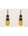 Pendientes perno forrado cadena strass negro, colg