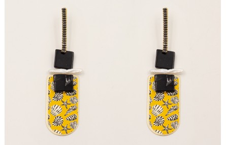 Pendientes perno forrado cadena strass negro, colg