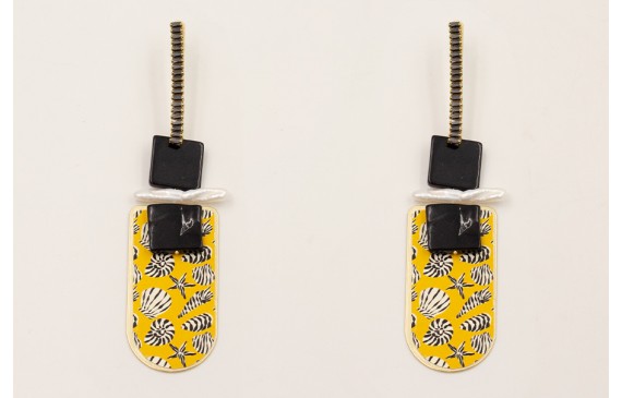 Pendientes perno forrado cadena strass negro, colg