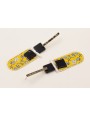 Pendientes perno forrado cadena strass negro, colg
