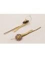 Pendientes aro mediano dorado mate con flor labrad