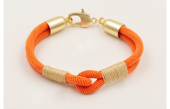 Pulsera cordón retorcido naranjas con nudo falso d