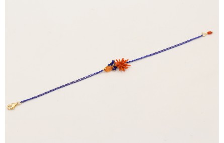 Pulsera cadena eslabón azulón con cabujón cristal 