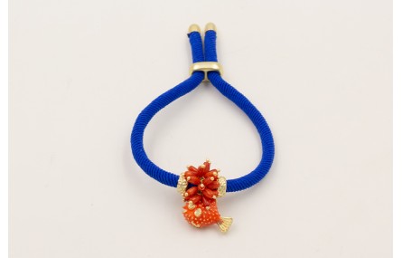 Pulsera cordón elastico azulón con pez globo esmal