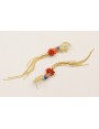 Pendientes perno estrellas coral dorado mate con f