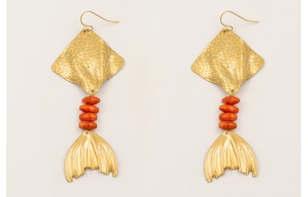 Pendientes gancho sencillo con manta raya con cono