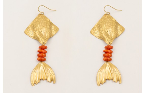 Pendientes gancho sencillo con manta raya con cono