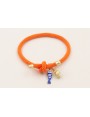 Pulsera cordón elastico naranja con pez esmaltado 