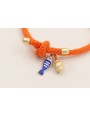 Pulsera cordón elastico naranja con pez esmaltado 