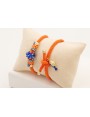 Pulsera cordón elastico naranja con pez esmaltado 
