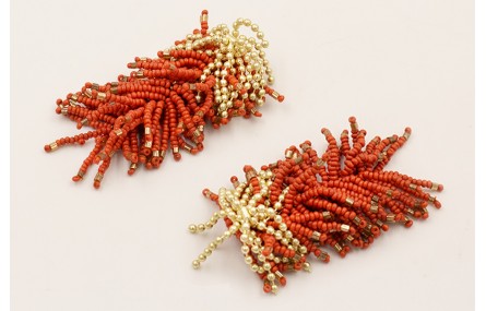 Pendientes fleco bolitas dorado mate con pompon ab