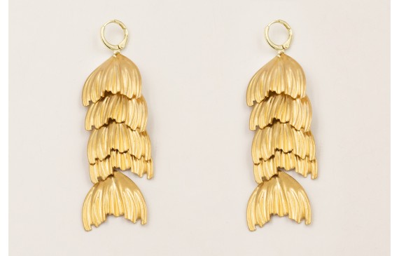 Pendientes cierre cascada colas de pez dorado.