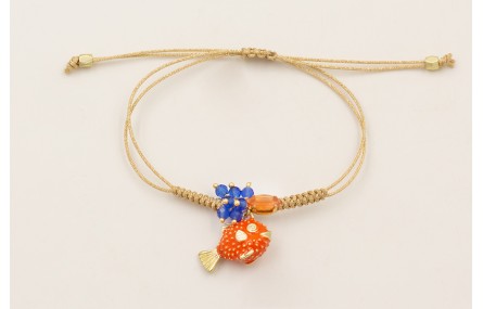 Pulsera hilo metalico dorada palido con burruño fa