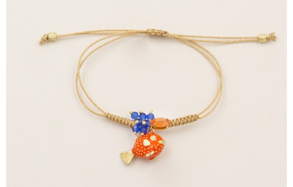 Pulsera hilo metalico dorada palido con burruño fa