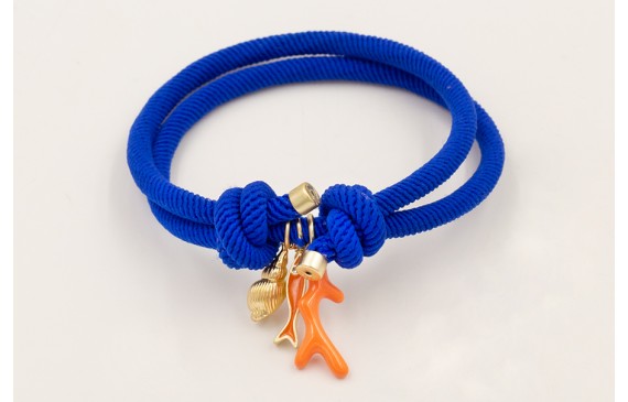 Pulsera cordón elastico azulón con nudos corredizo