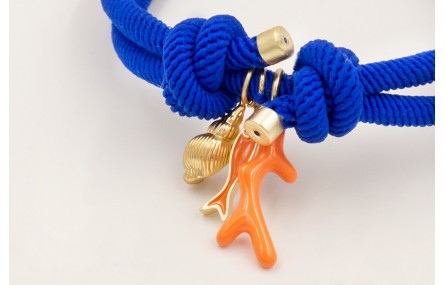 Pulsera cordón elastico azulón con nudos corredizo