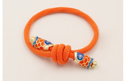 Pulsera cordón elastico naranja con nudo corredizo