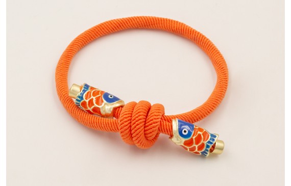 Pulsera cordón elastico naranja con nudo corredizo