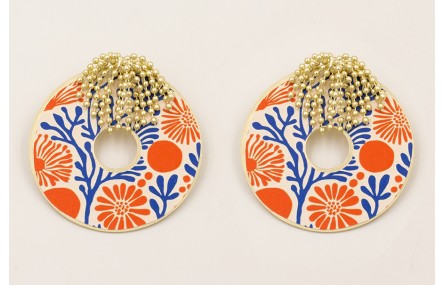 Pendientes fleco ristas bolitas doradas mate con c